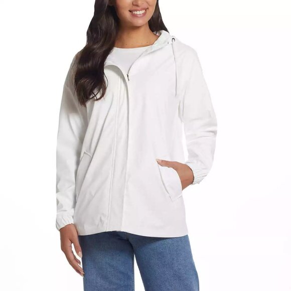NEW Weatherproof Vintage Rain Slicker Jacket Women's Full Zip Lined White - Picture 2 of 9